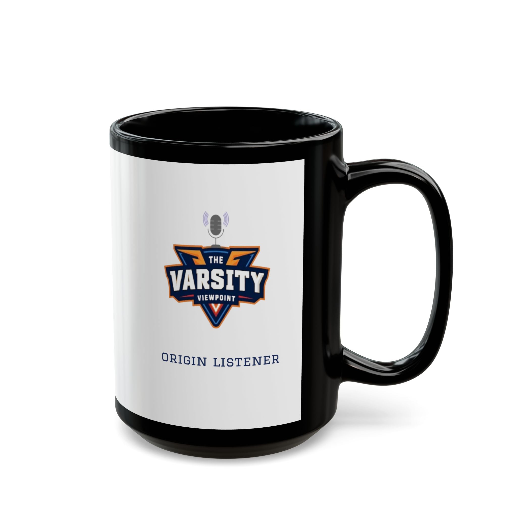 Varsity Viewpoint "Origin Listener" Black Mug — 11oz & 15oz