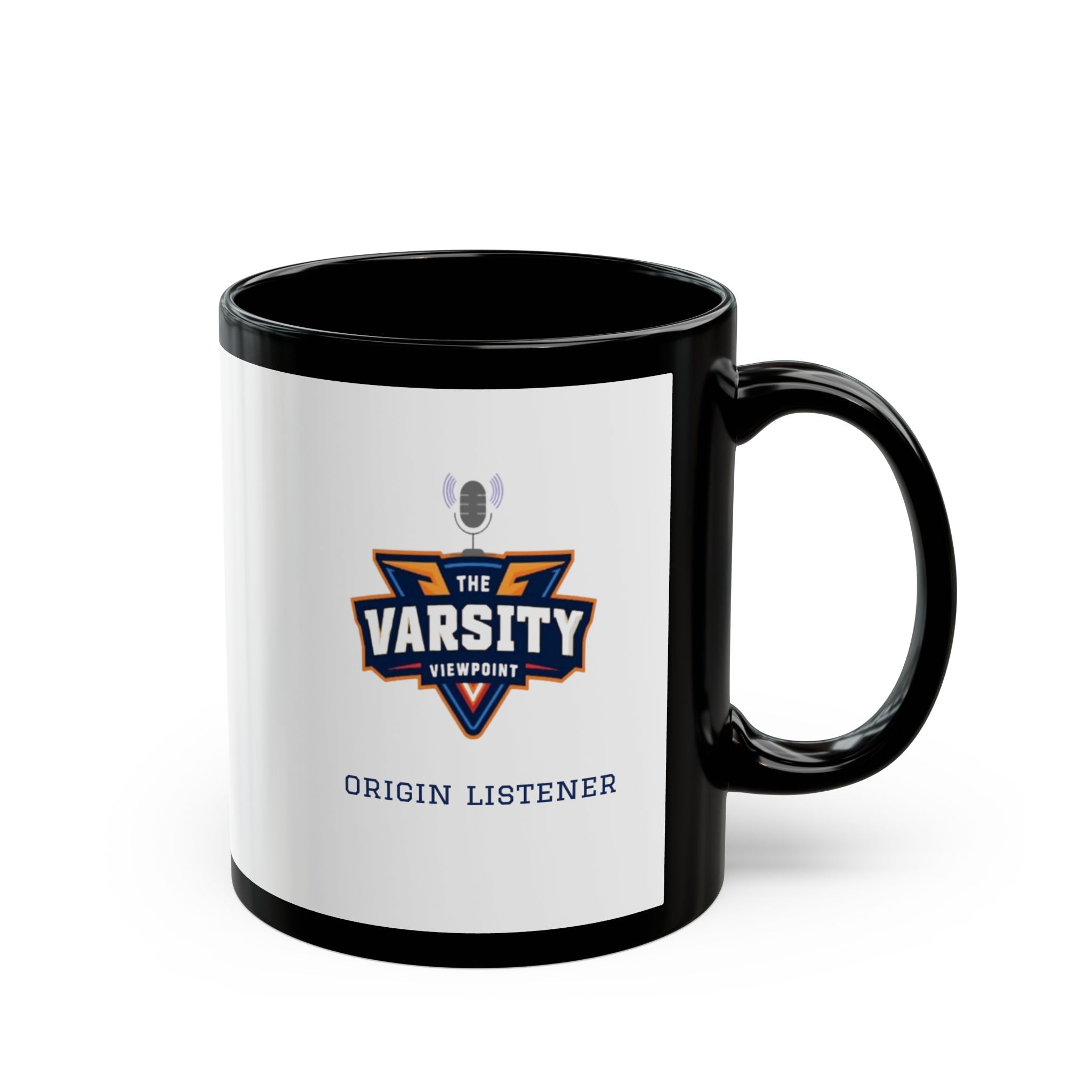 Varsity Viewpoint "Origin Listener" Black Mug — 11oz & 15oz