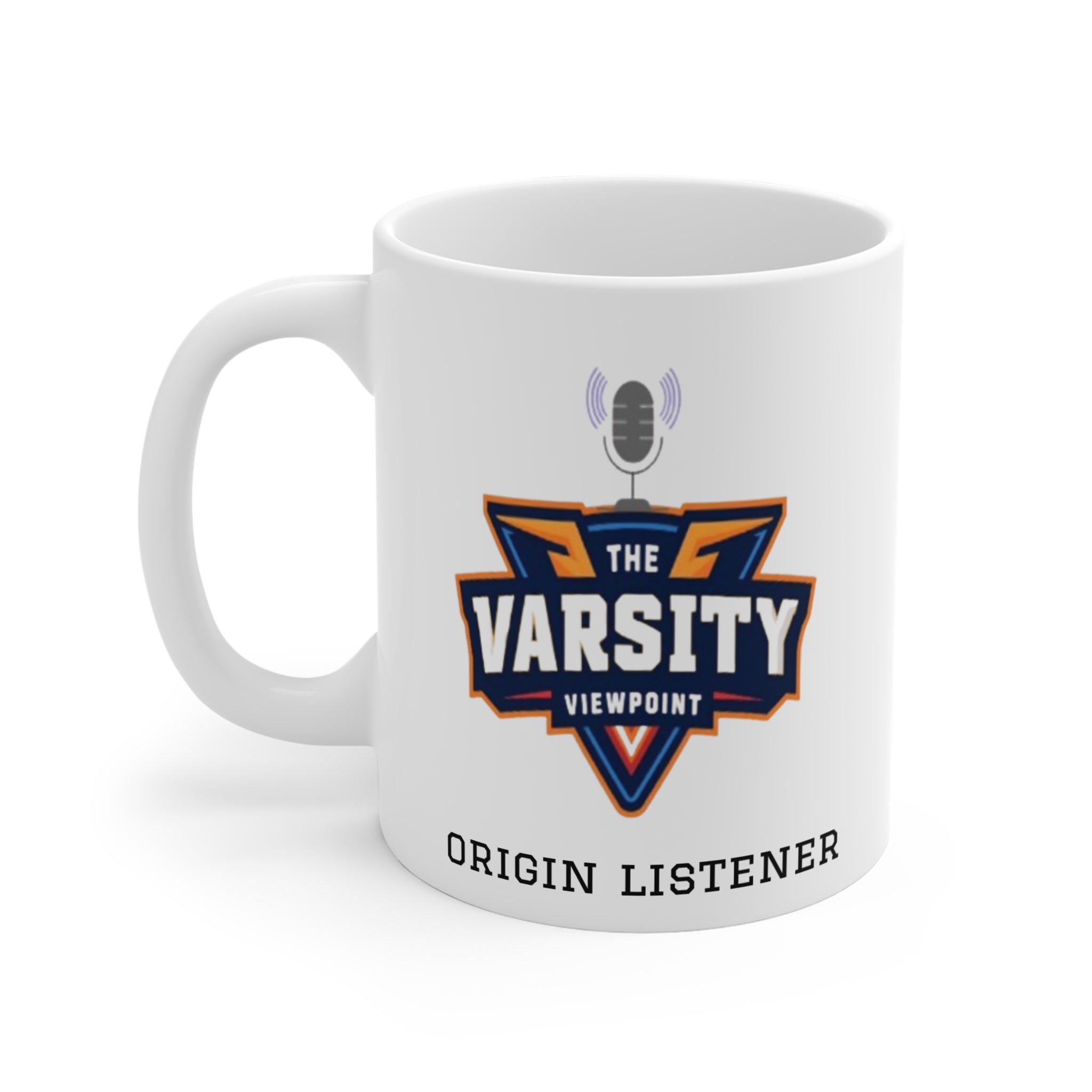Varsity Viewpoint Logo Mug — 11oz Coffee Cup for Podcast Fans & Sports Enthusiasts