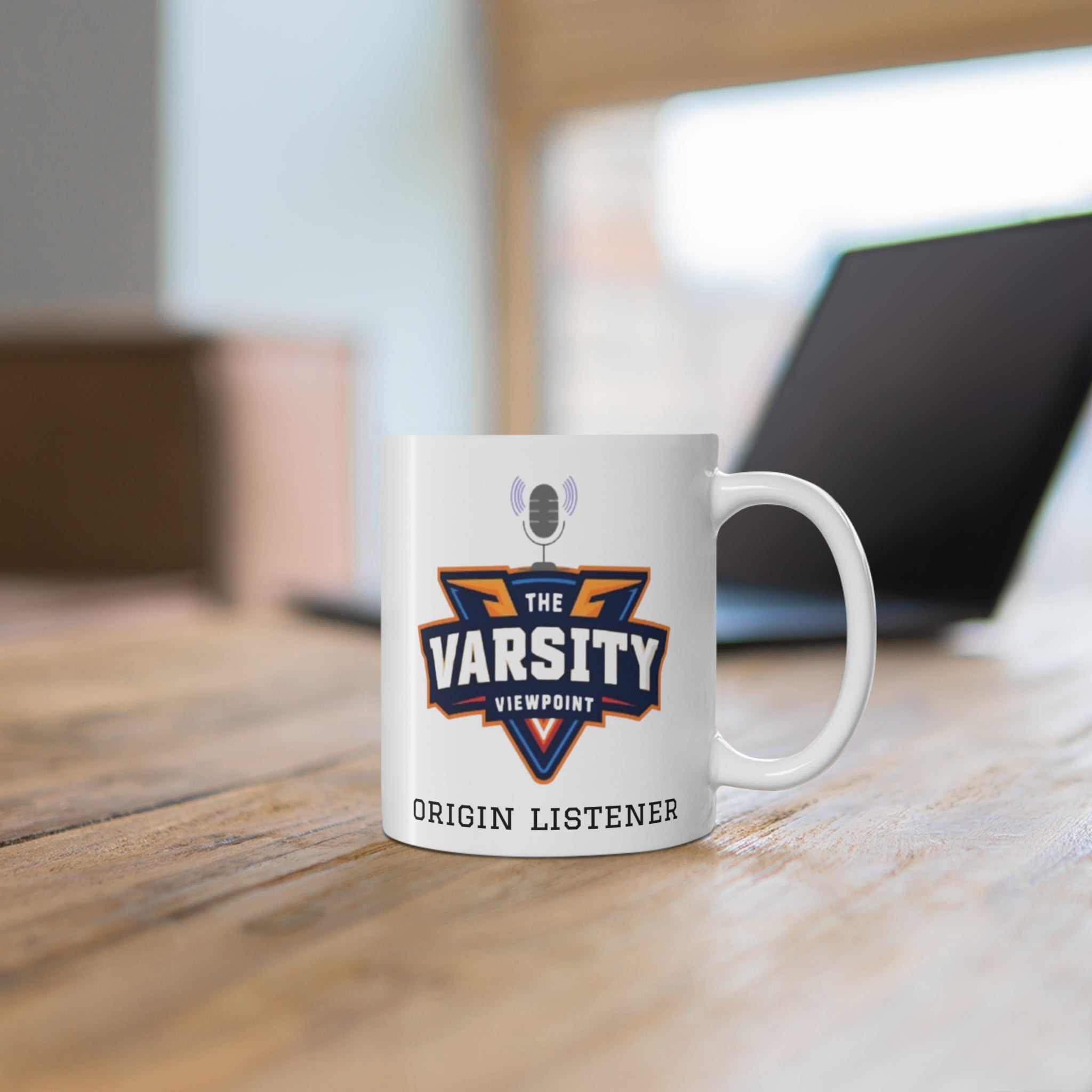 Varsity Viewpoint Logo Mug — 11oz Coffee Cup for Podcast Fans & Sports Enthusiasts